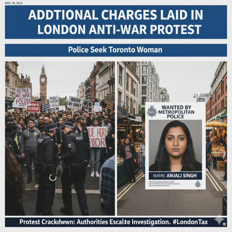 Additional Charges Laid in London Anti-War Protest as Police Seek Toronto Woman