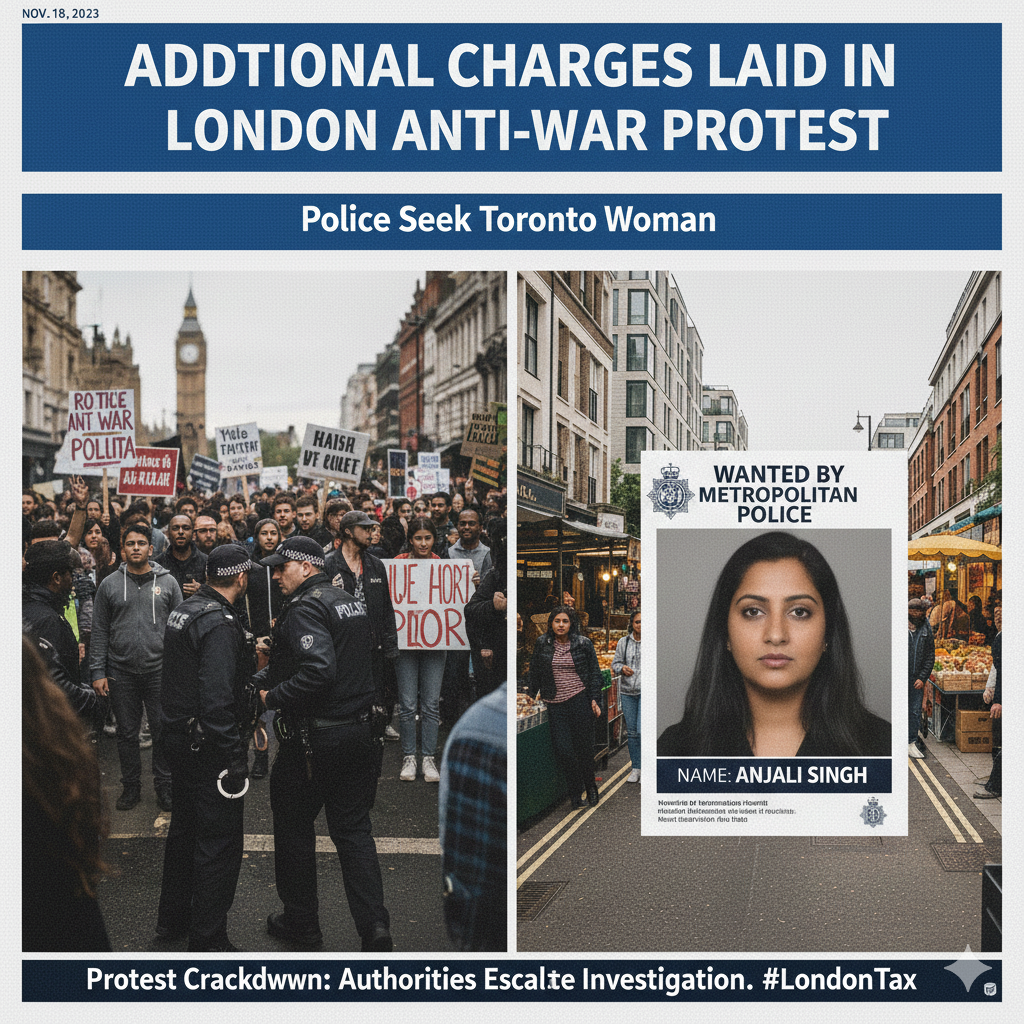 Additional Charges Laid in London Anti-War Protest as Police Seek Toronto Woman