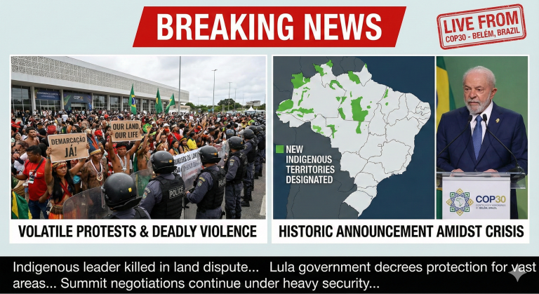 Brazil Designates Vast New Indigenous Lands Amidst Volatile Protests and Deadly Violence at COP30 Climate Summit