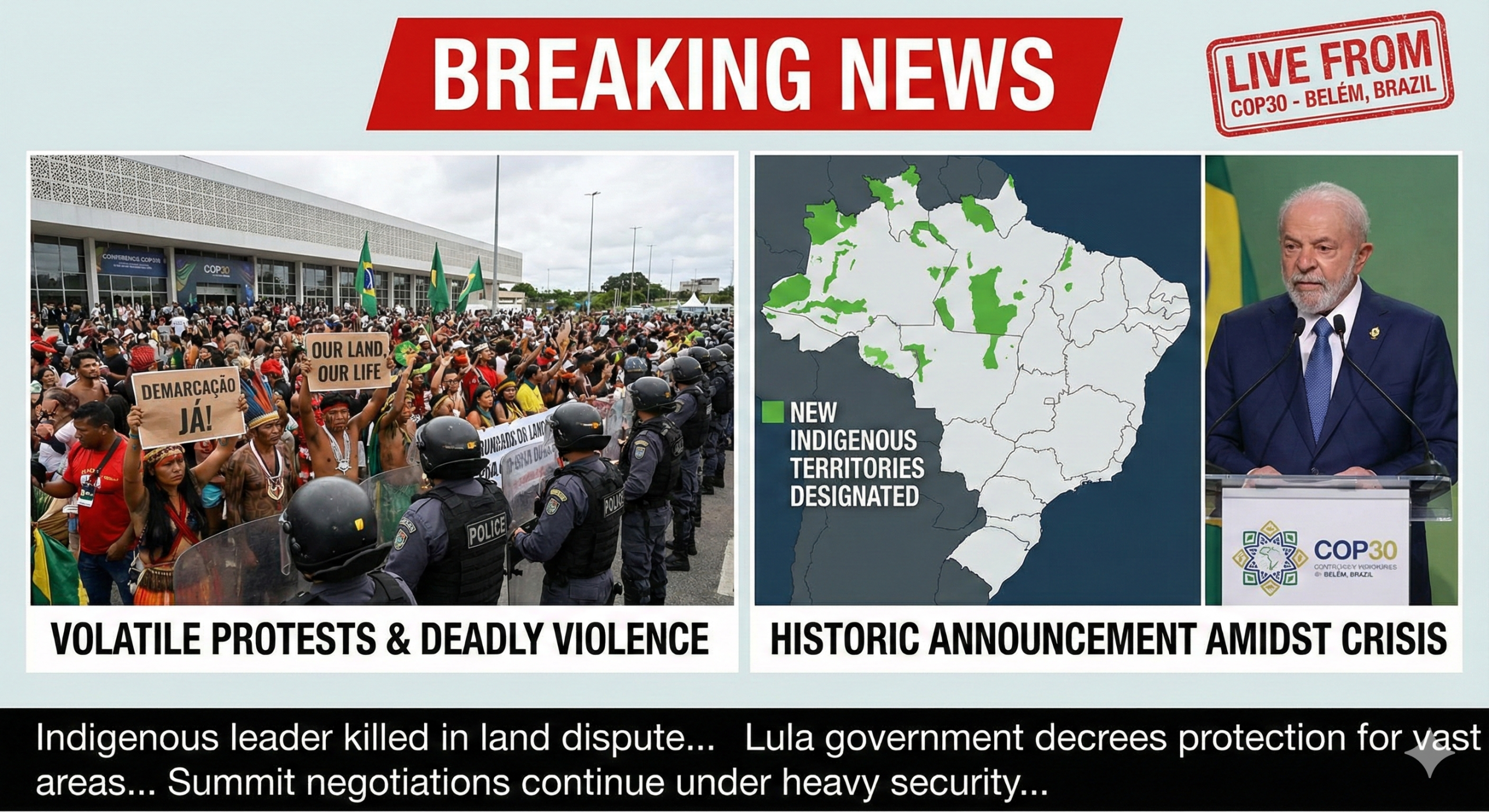 Brazil Designates Vast New Indigenous Lands Amidst Volatile Protests and Deadly Violence at COP30 Climate Summit