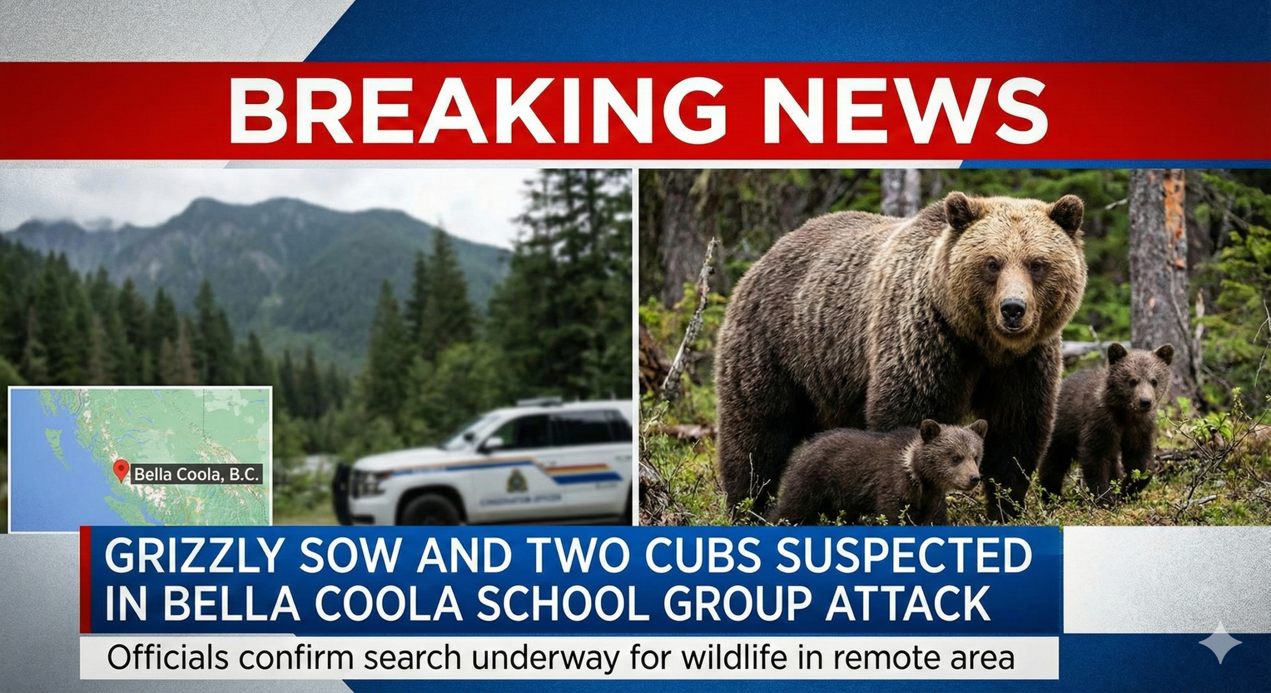 Grizzly Sow and Two Cubs Suspected in Bella Coola School Group Attack