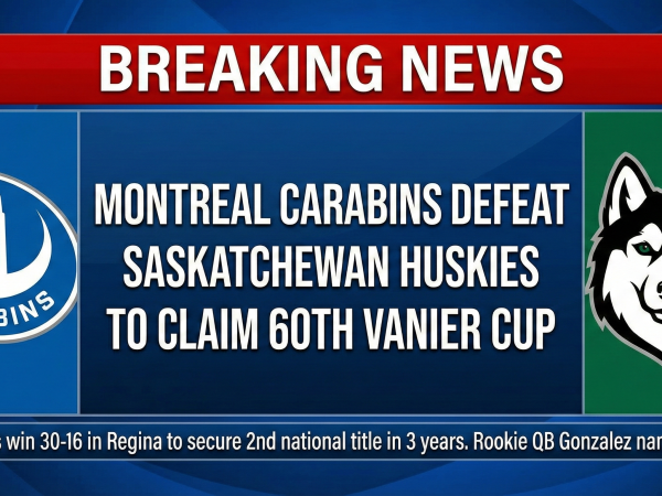 Montreal Carabins Defeat Saskatchewan Huskies to Claim 60th Vanier Cup