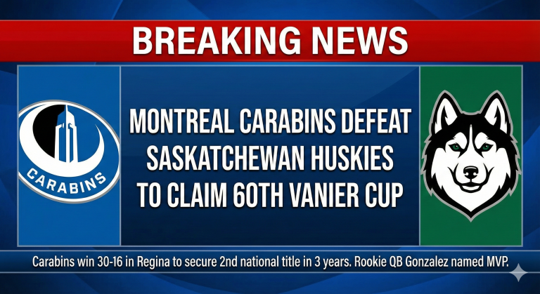 Montreal Carabins Defeat Saskatchewan Huskies to Claim 60th Vanier Cup
