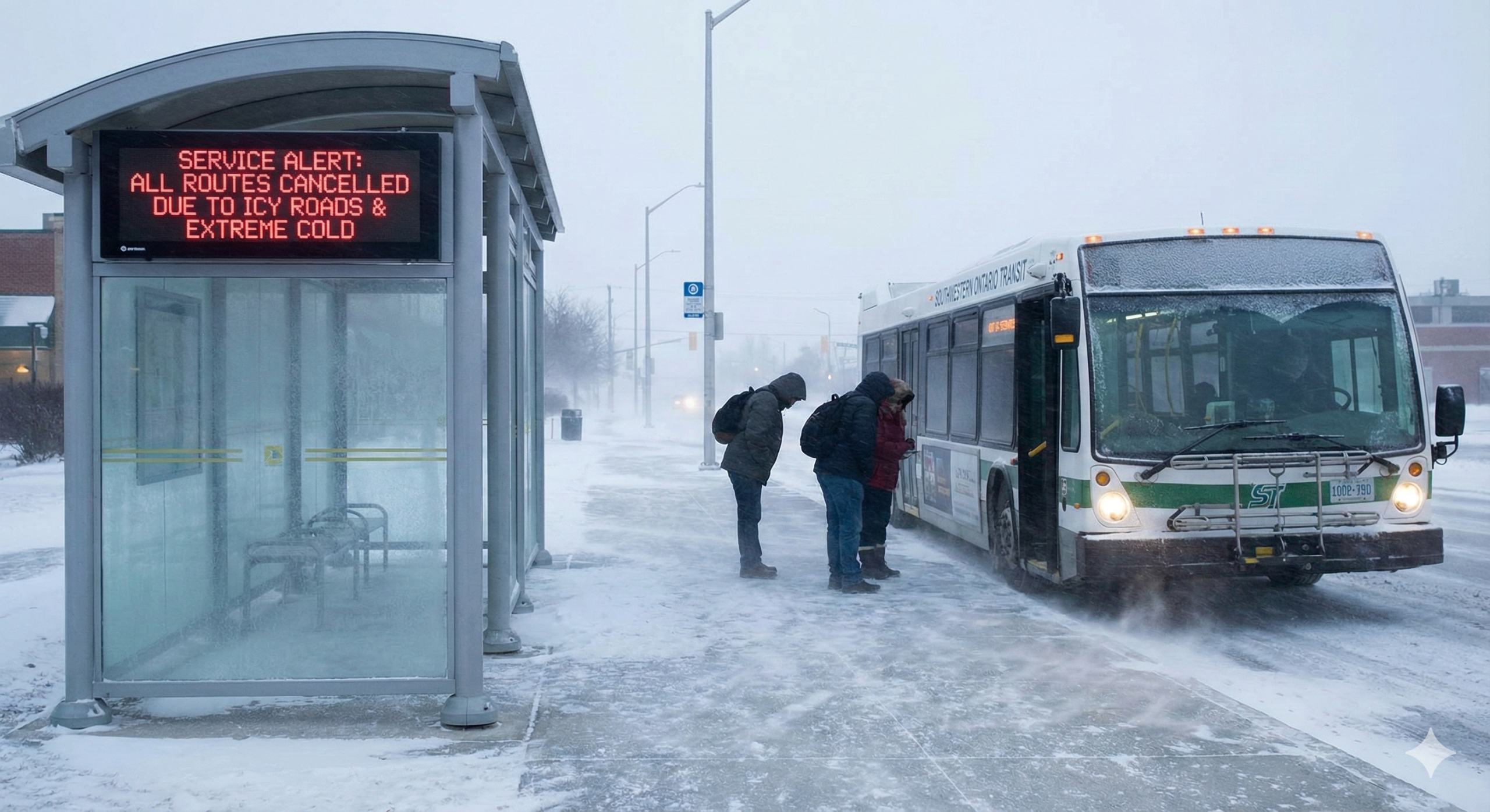 Bus Cancellations Issued as Rapid Temperature Drop Creates Hazardous Conditions Across Southwestern Ontario
