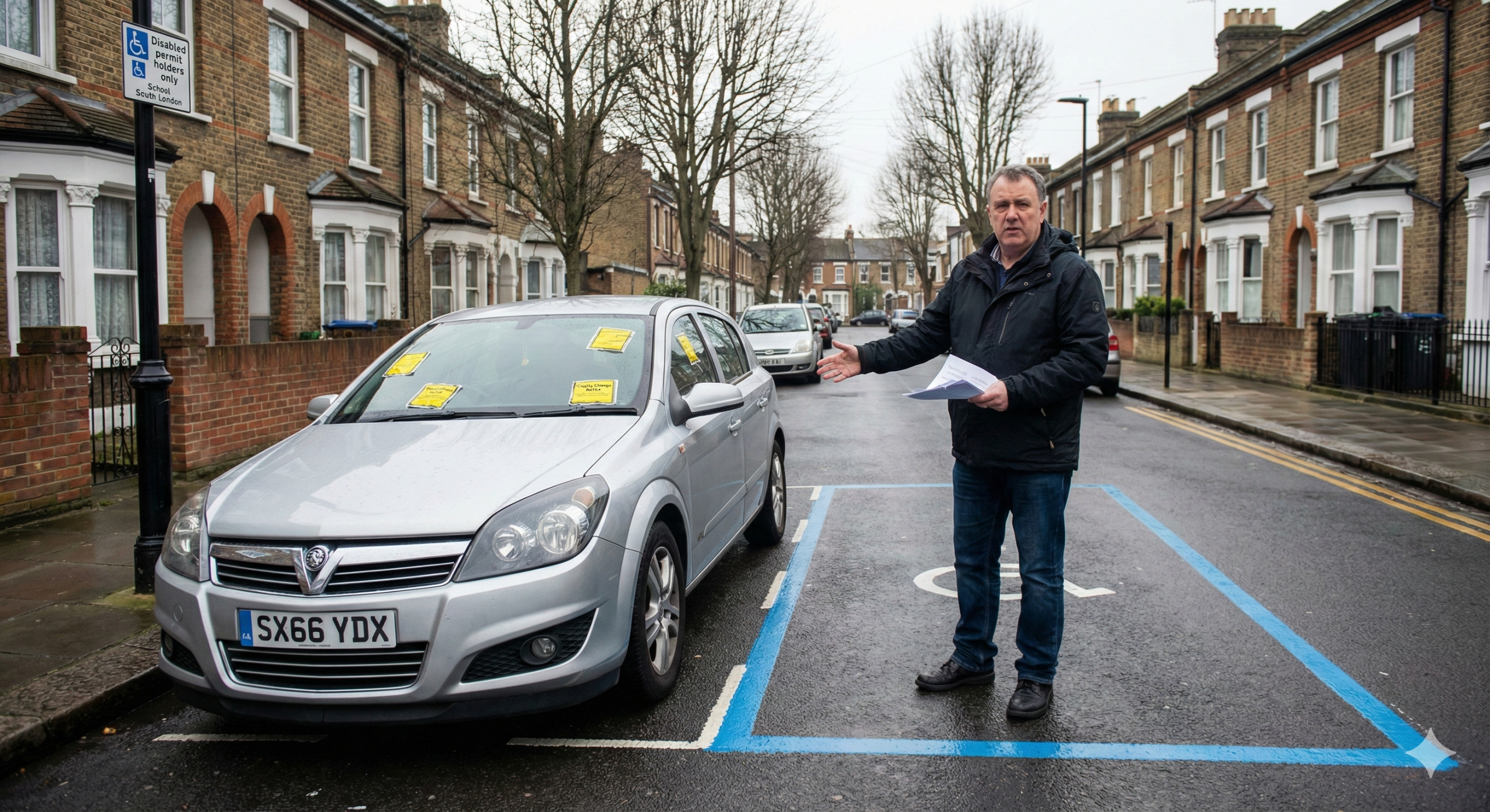 Man Issued Four Fines After Disabled Bay Painted Around His Parked Car in South London