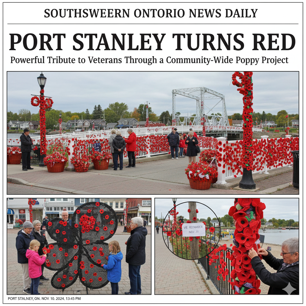 Port Stanley Turns Red in a Powerful Tribute to Veterans Through a Community-Wide Poppy Project