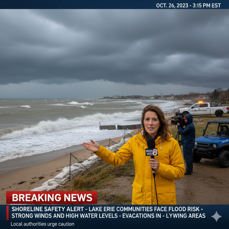 Shoreline Safety Alert Issued for Lake Erie Communities as Strong Winds and High Water Raise Flood Risk