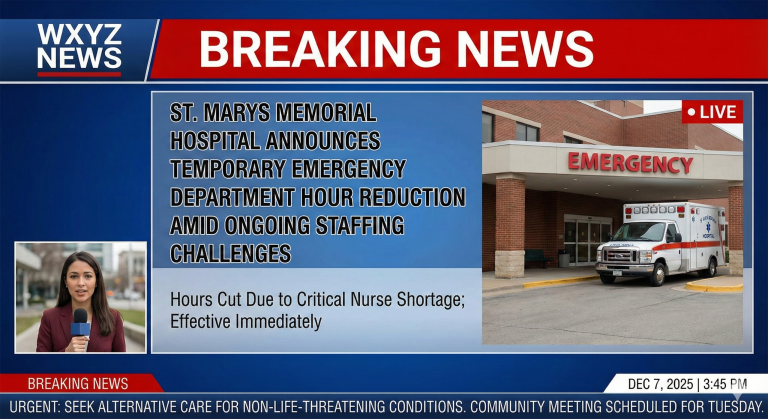 St. Marys Memorial Hospital Announces Temporary Emergency Department Hour Reduction Amid Ongoing Staffing Challenges